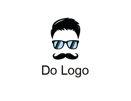 negative spacing with moustache and hair wearing sunglasses