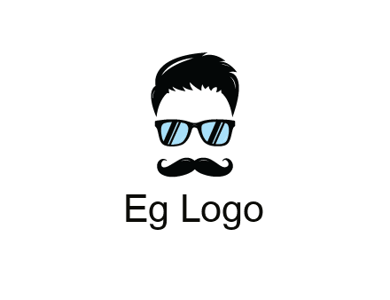 negative spacing with moustache and hair wearing sunglasses