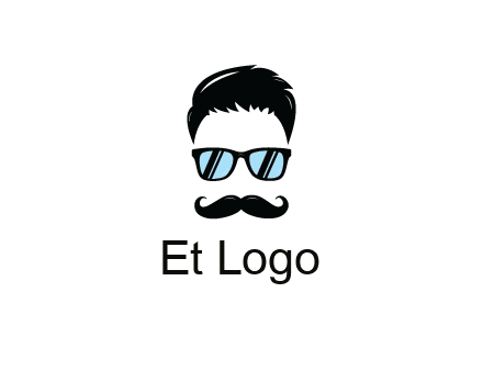 negative spacing with moustache and hair wearing sunglasses
