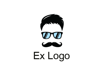 negative spacing with moustache and hair wearing sunglasses