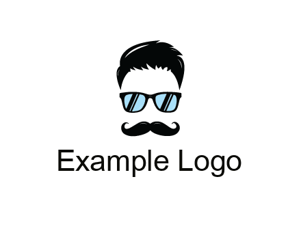 negative spacing with moustache and hair wearing sunglasses