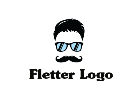 negative spacing with moustache and hair wearing sunglasses