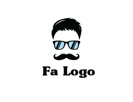 negative spacing with moustache and hair wearing sunglasses