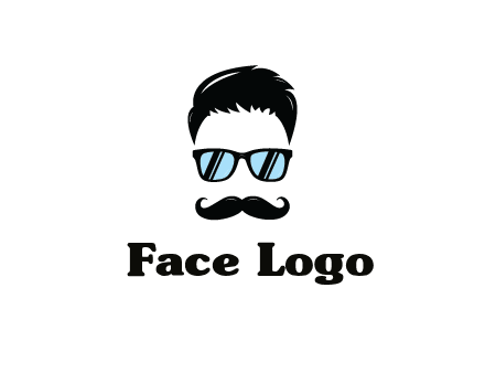negative spacing with moustache and hair wearing sunglasses