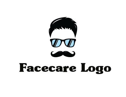 negative spacing with moustache and hair wearing sunglasses
