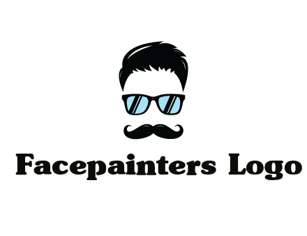 negative spacing with moustache and hair wearing sunglasses