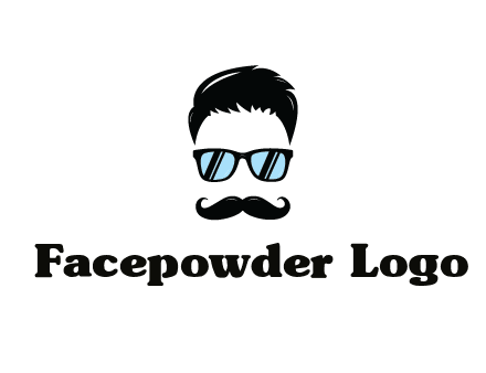 negative spacing with moustache and hair wearing sunglasses