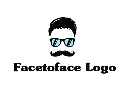 negative spacing with moustache and hair wearing sunglasses