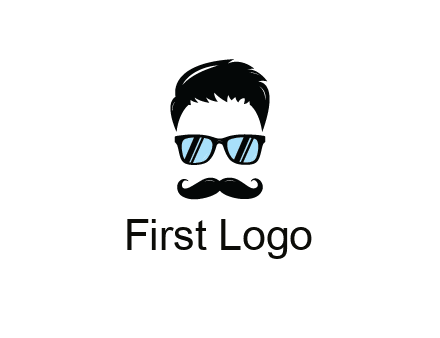 negative spacing with moustache and hair wearing sunglasses