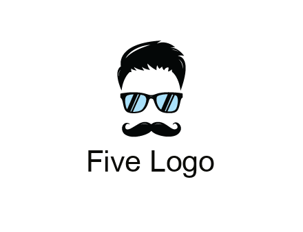 negative spacing with moustache and hair wearing sunglasses
