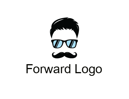 negative spacing with moustache and hair wearing sunglasses