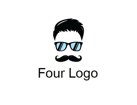 negative spacing with moustache and hair wearing sunglasses