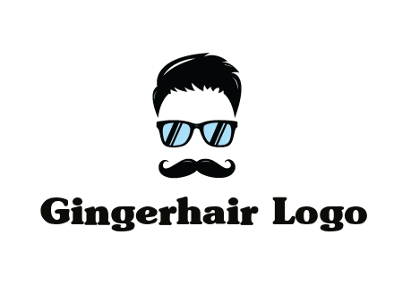negative spacing with moustache and hair wearing sunglasses