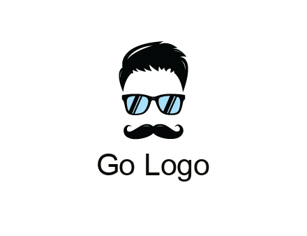 negative spacing with moustache and hair wearing sunglasses