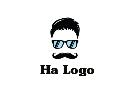 negative spacing with moustache and hair wearing sunglasses