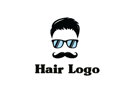 negative spacing with moustache and hair wearing sunglasses