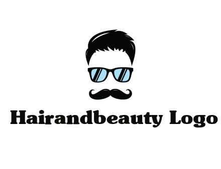 negative spacing with moustache and hair wearing sunglasses