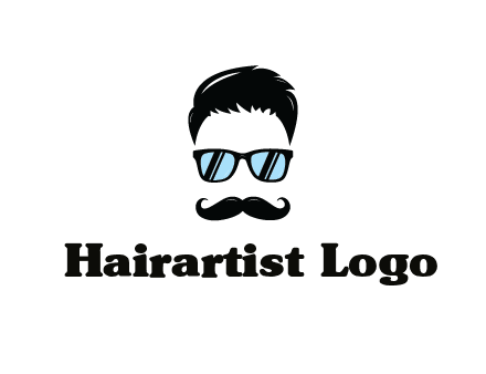 negative spacing with moustache and hair wearing sunglasses