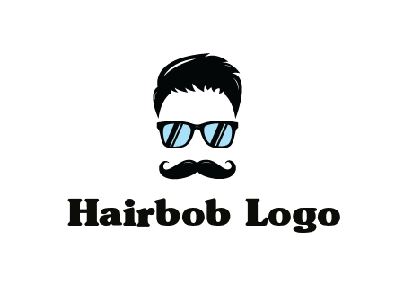 negative spacing with moustache and hair wearing sunglasses