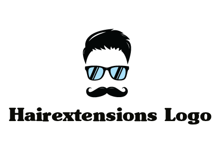 negative spacing with moustache and hair wearing sunglasses