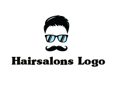 negative spacing with moustache and hair wearing sunglasses