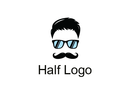 negative spacing with moustache and hair wearing sunglasses