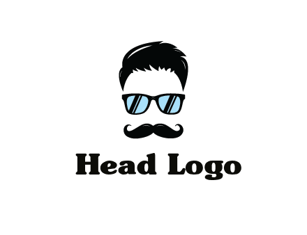 negative spacing with moustache and hair wearing sunglasses