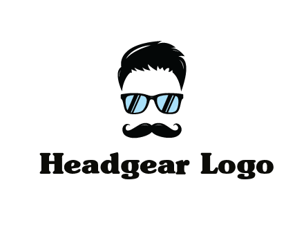 negative spacing with moustache and hair wearing sunglasses