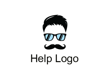 negative spacing with moustache and hair wearing sunglasses