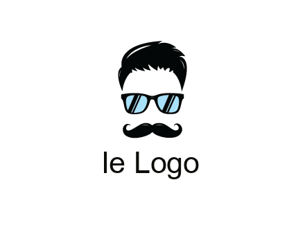 negative spacing with moustache and hair wearing sunglasses