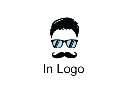 negative spacing with moustache and hair wearing sunglasses