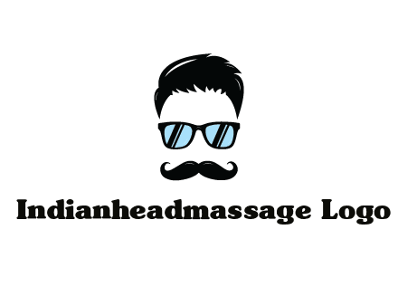 negative spacing with moustache and hair wearing sunglasses