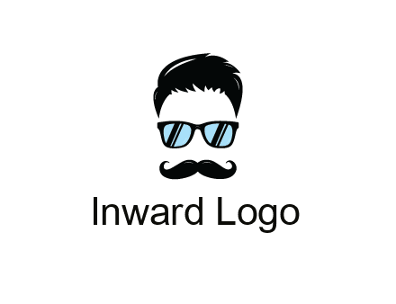 negative spacing with moustache and hair wearing sunglasses
