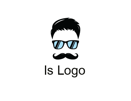 negative spacing with moustache and hair wearing sunglasses