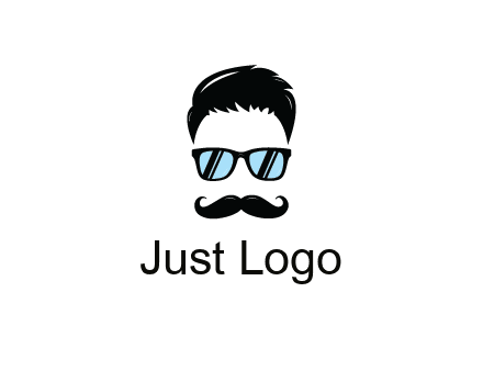 negative spacing with moustache and hair wearing sunglasses