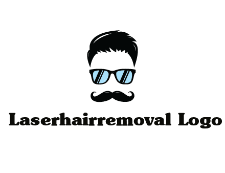 negative spacing with moustache and hair wearing sunglasses