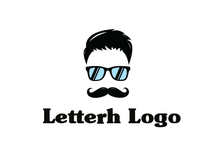 negative spacing with moustache and hair wearing sunglasses
