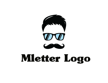 negative spacing with moustache and hair wearing sunglasses