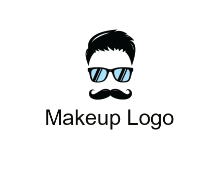 negative spacing with moustache and hair wearing sunglasses