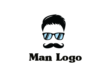 negative spacing with moustache and hair wearing sunglasses