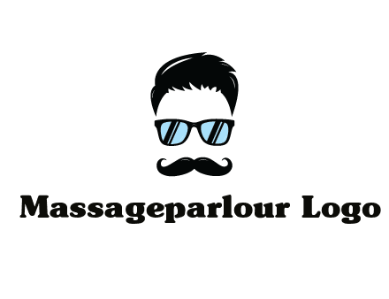 negative spacing with moustache and hair wearing sunglasses