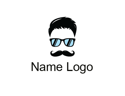 negative spacing with moustache and hair wearing sunglasses