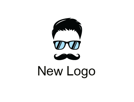 negative spacing with moustache and hair wearing sunglasses