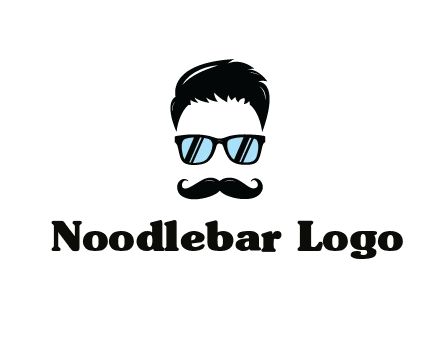 negative spacing with moustache and hair wearing sunglasses