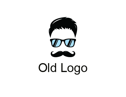 negative spacing with moustache and hair wearing sunglasses