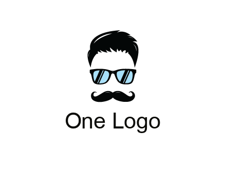 negative spacing with moustache and hair wearing sunglasses