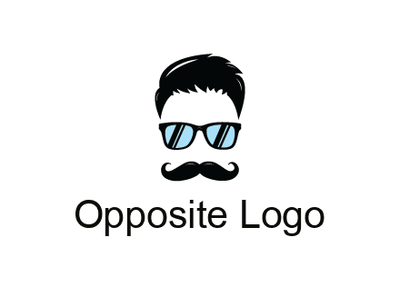 negative spacing with moustache and hair wearing sunglasses