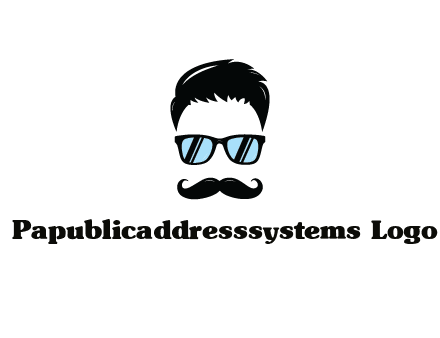 negative spacing with moustache and hair wearing sunglasses