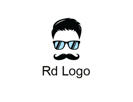 negative spacing with moustache and hair wearing sunglasses