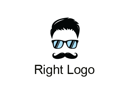 negative spacing with moustache and hair wearing sunglasses